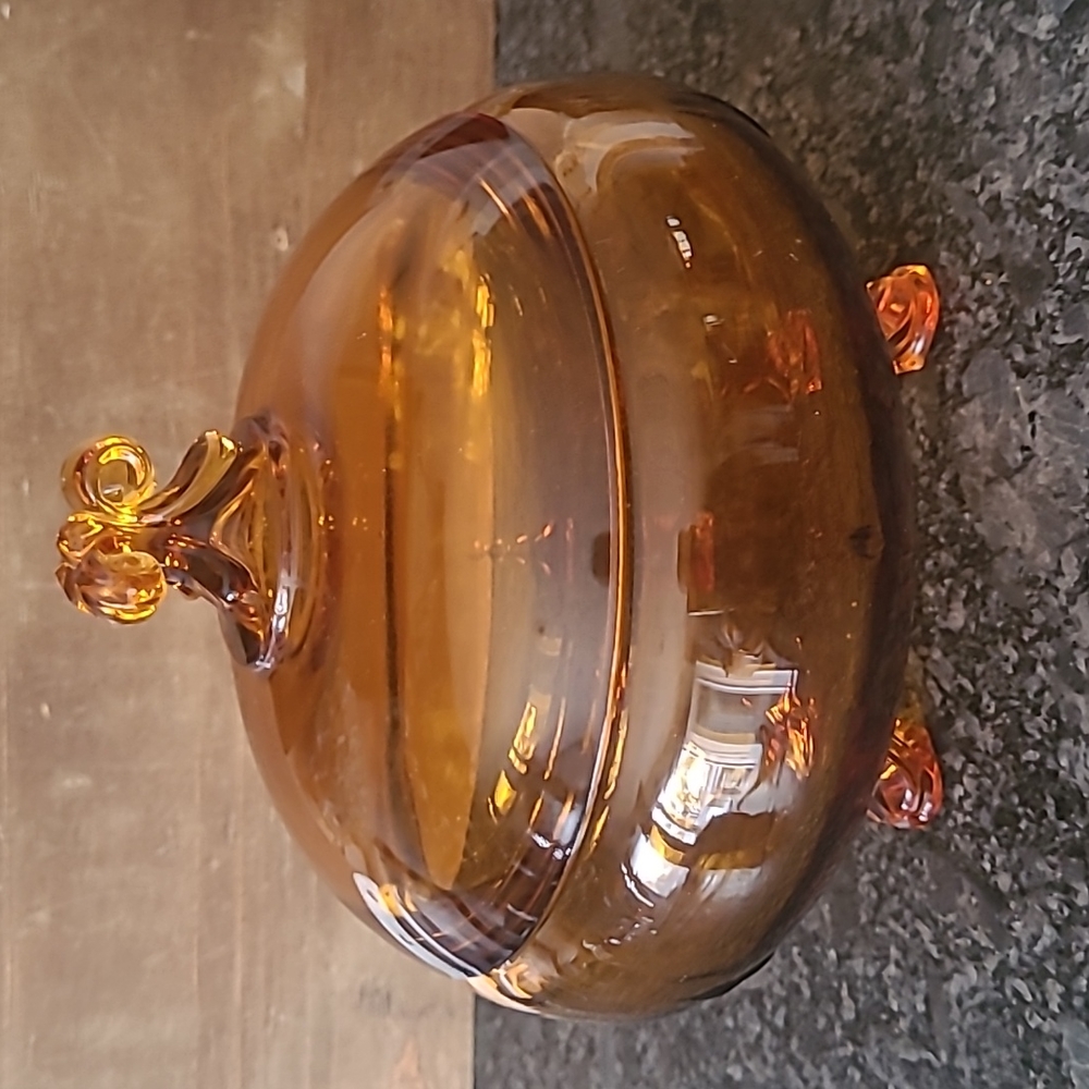 Amber Glass 3 Foot Covered Dish